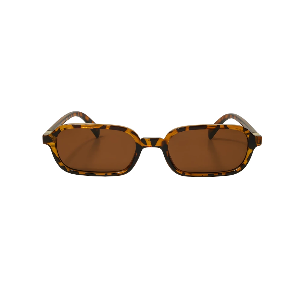 Narrow rectangular acetate sunglasses with tortoise frame and brown polarized lenses, front view — HARO Amalfi Sails
