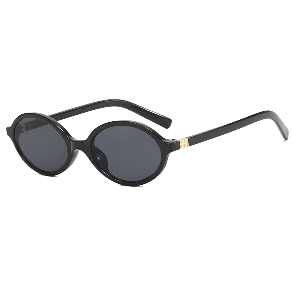 Oval acetate sunglasses with black frame and black lenses, side angle — HARO Anacapri Terrazza