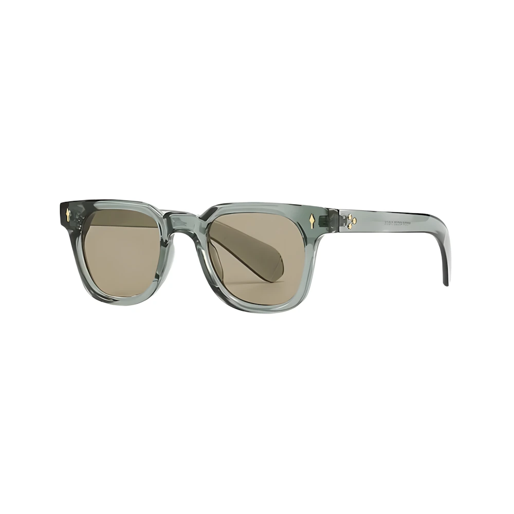 Wayfarer acetate sunglasses with grey frame and green lenses, side angle — HARO Taormina 1955