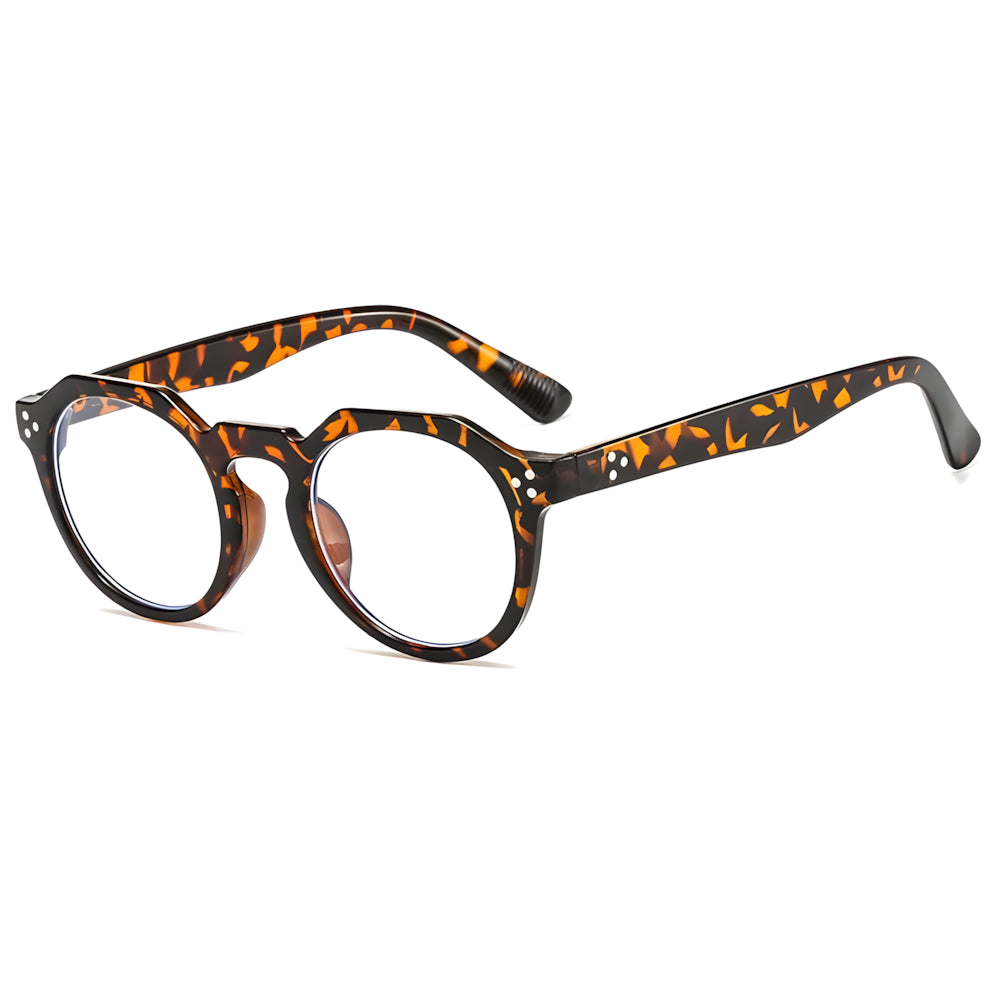 Rectangular blue-light glasses with tortoise frame, side angle — HARO Zermatt 1865