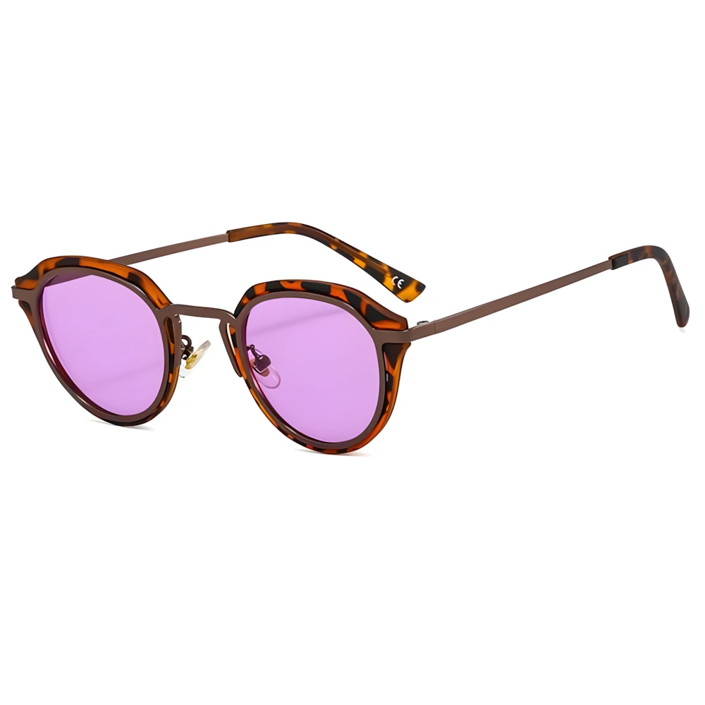 Compact acetate sunglasses with tortoise frame and pink lenses, side angle — HARO Cassis Calanques