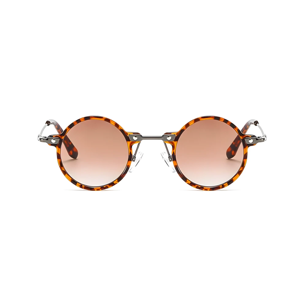 Petite round acetate sunglasses with tortoise frame and brown polarized lenses, front view — HARO Sanremo 1947